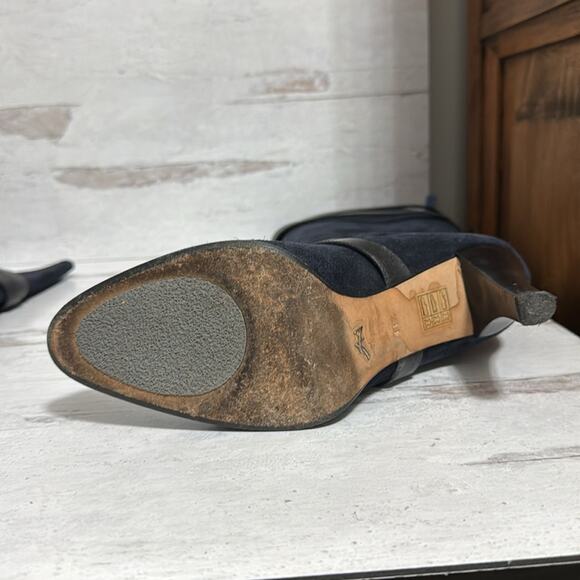 Used Alexandra Neel Navy Suede Boots with strappy detail - Picture 6 of 8